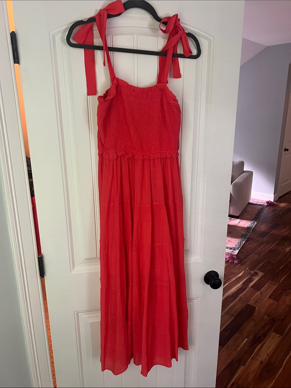 PinkBlush Orange coral Tie-Shoulder Maxi Dress, maternity size medium